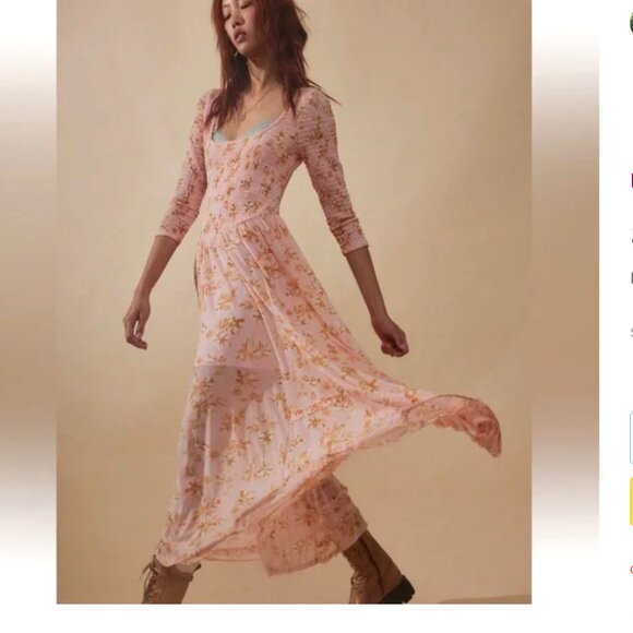 Free People It's Fate Dress In Powder Pink Combo Fairy Whimsical Romantic Barbie - Picture 1 of 13